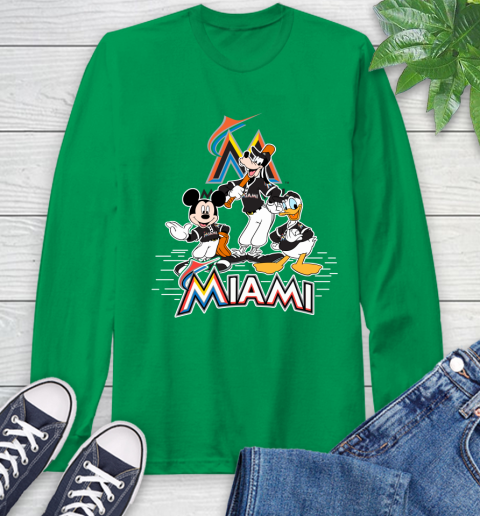 MLB Miami Marlins Mickey Mouse Donald Duck Goofy Baseball T Shirt Long Sleeve T-Shirt 9 MLB Miami Marlins Mickey Mouse Donald Duck Goofy Baseball T Shirt Long Sleeve T-Shirt - Image 9