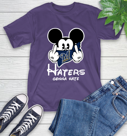 MLB Milwaukee Brewers Haters Gonna Hate Mickey Mouse Disney Baseball T Shirt_000 T-Shirt 5