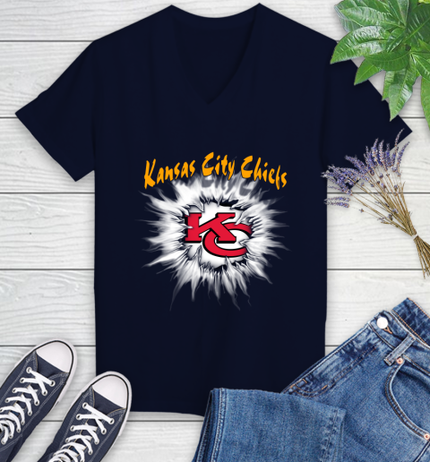 Kansas City Chiefs NFL Football Adoring Fan Rip Sports Women's V-Neck T-Shirt 2