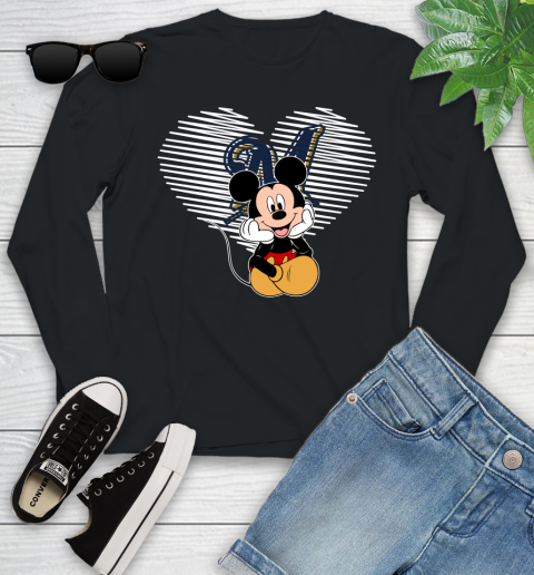 MLB Milwaukee Brewers The Heart Mickey Mouse Disney Baseball T Shirt_000 Youth Long Sleeve
