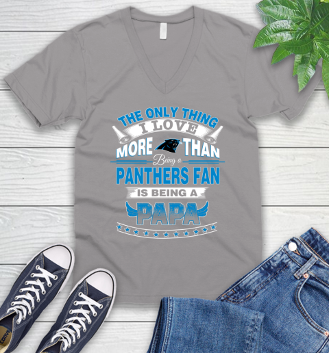 NFL The Only Thing I Love More Than Being A Carolina Panthers Fan Is Being A Papa Football V-Neck T-Shirt 3