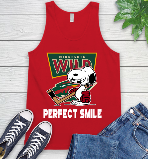 NHL Minnesota Wild Snoopy Perfect Smile The Peanuts Movie Hockey T Shirt Tank Top 5