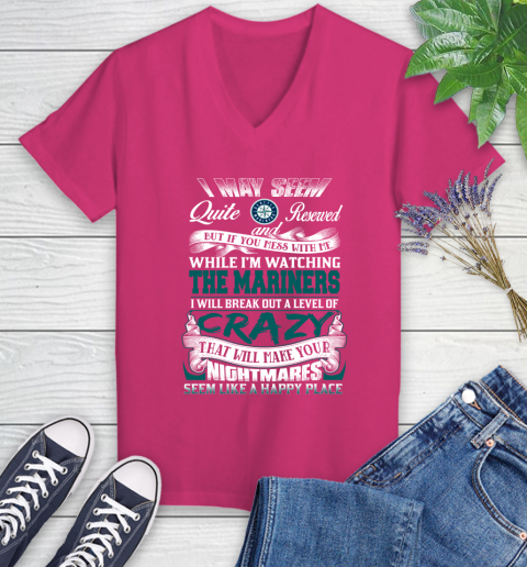 Seattle Mariners MLB Baseball Don't Mess With Me While I'm Watching My Team Women's V-Neck T-Shirt 9
