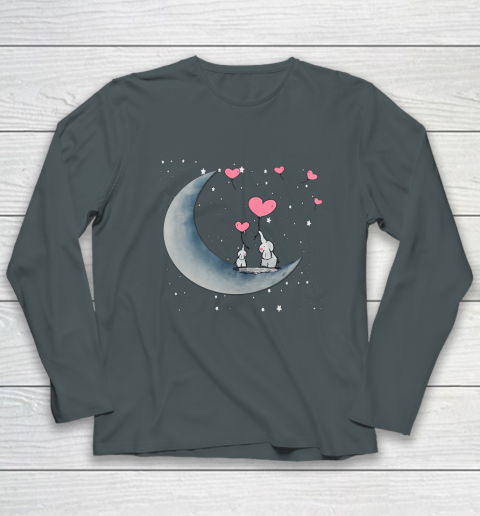 Heart Balloon Elephant Vintage Valentine Mom Crescent Moon Long Sleeve T-Shirt 4