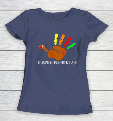 Thanksgiving Shirt Turkey Hand Print Funny Thanksgiving Day Women's T-Shirt 8