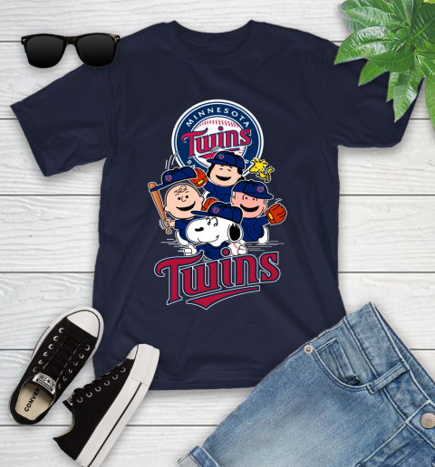 MLB Minnesota Twins Snoopy Charlie Brown Woodstock The Peanuts Movie Baseball T Shirt_000 Youth T-Shirt 2