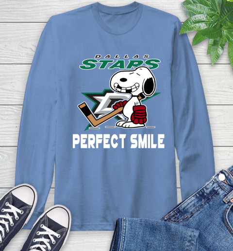 NHL Dallas Stars Snoopy Perfect Smile The Peanuts Movie Hockey T Shirt Long Sleeve T-Shirt 12