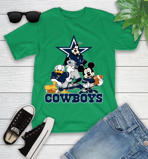 NFL Dallas Cowboys Mickey Mouse Donald Duck Goofy Football Shirt Youth T-Shirt 8