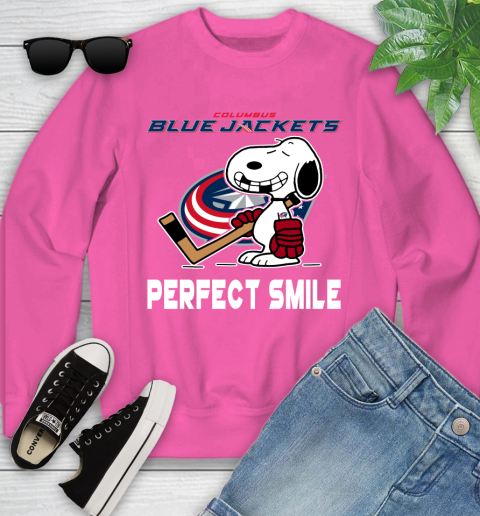 NHL Columbus Blue Jackets Snoopy Perfect Smile The Peanuts Movie Hockey T Shirt Youth Sweatshirt 6