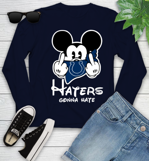 NFL Indianapolis Colts Haters Gonna Hate Mickey Mouse Disney Football T Shirt Youth Long Sleeve 2