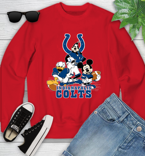 NFL Indianapolis Colts Mickey Mouse Donald Duck Goofy Football Shirt Youth Sweatshirt 8