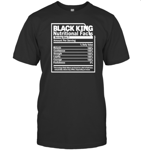 Chaos Black King Nutritional Facts T-Shirt