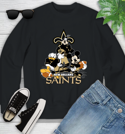 NFL New Orleans Saints Mickey Mouse Donald Duck Goofy Football Shirt Youth Sweatshirt