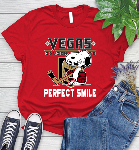 NHL Vegas Golden Knights Snoopy Perfect Smile The Peanuts Movie Hockey T Shirt Women's T-Shirt 13