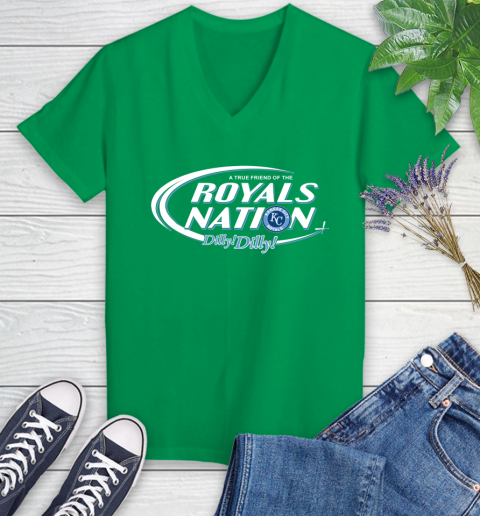 MLB A True Friend Of The Kansas City Royals Dilly Dilly Baseball Sports Women's V-Neck T-Shirt 5