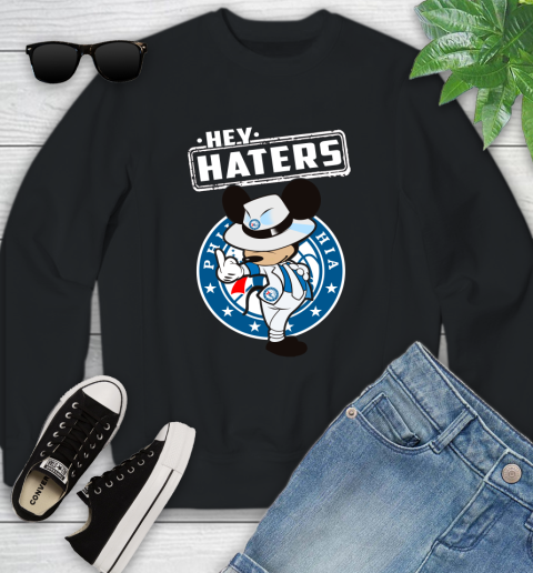 NBA Hey Haters Mickey Basketball Sports Philadelphia 76ers Youth Sweatshirt