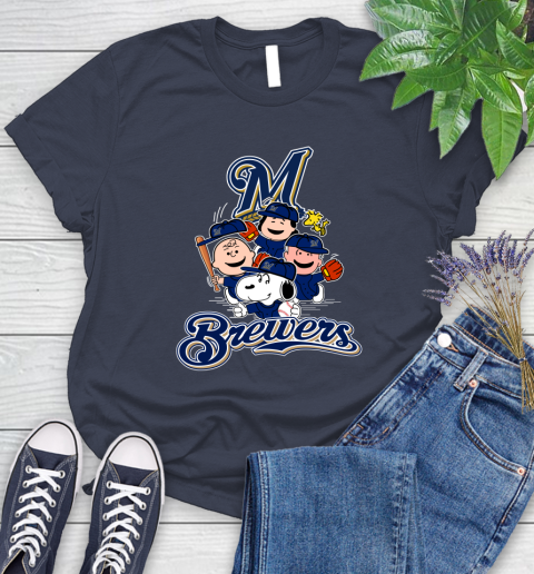 MLB Milwaukee Brewers Snoopy Charlie Brown Woodstock The Peanuts Movie Baseball T Shirt_000 Women's T-Shirt 14
