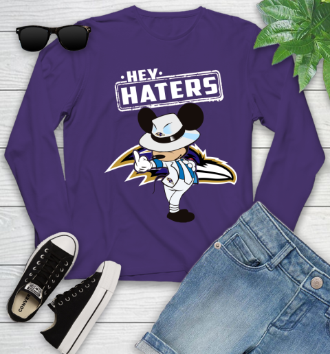 NFL Hey Haters Mickey Football Sports Baltimore Ravens Youth Long Sleeve 4