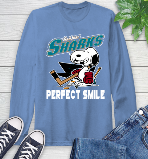 NHL San Jose Sharks Snoopy Perfect Smile The Peanuts Movie Hockey T Shirt Long Sleeve T-Shirt 12