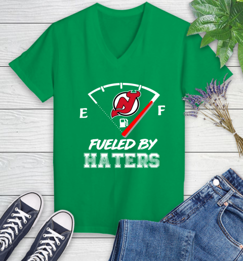 New Jersey Devils NHL Hockey Fueled By Haters Sports Women's V-Neck T-Shirt 5