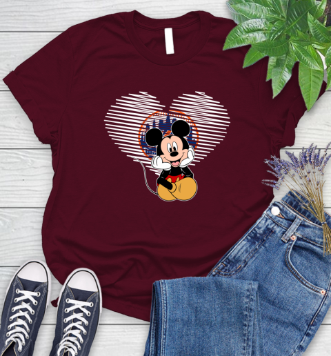 MLB New York Mets The Heart Mickey Mouse Disney Baseball T Shirt_000 Women's T-Shirt 7