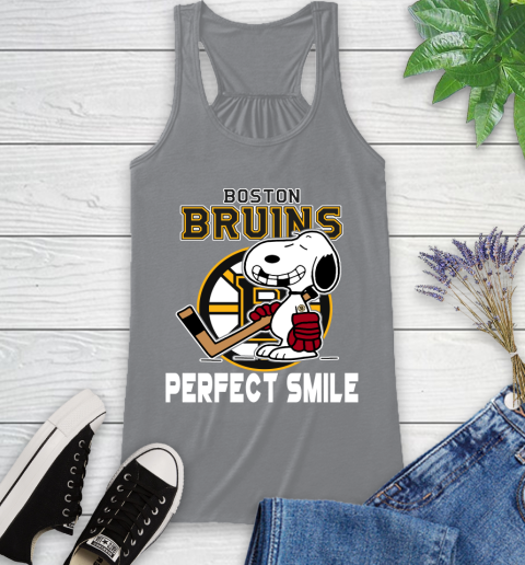 NHL Boston Bruins Snoopy Perfect Smile The Peanuts Movie Hockey T Shirt Racerback Tank 4