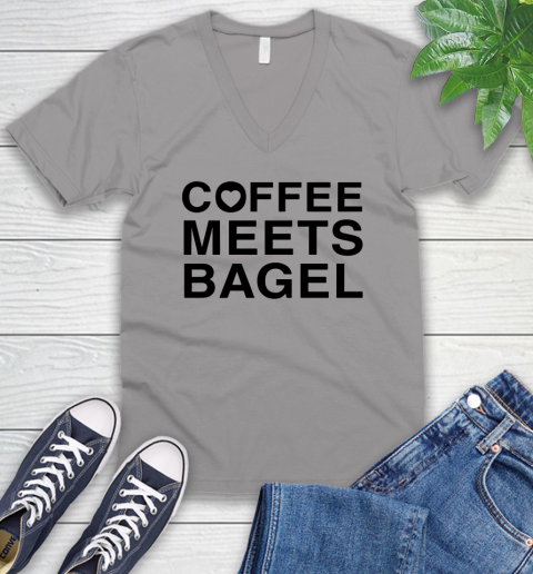 Coffee meets bagel V-Neck T-Shirt 2