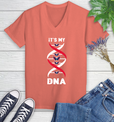 Washington Capitals NHL Hockey It's My DNA Sports Women's V-Neck T-Shirt 6