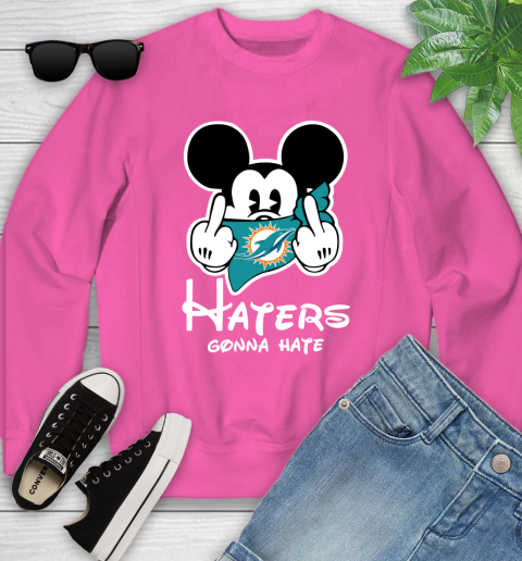NFL Miami Dolphins Haters Gonna Hate Mickey Mouse Disney Football T Shirt Youth Sweatshirt 6