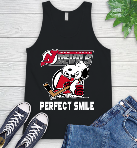 NHL New Jersey Devils Snoopy Perfect Smile The Peanuts Movie Hockey T Shirt Tank Top