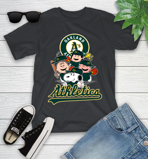 MLB Oakland Athletics Snoopy Charlie Brown Woodstock The Peanuts Movie Baseball T Shirt_000 Youth T-Shirt