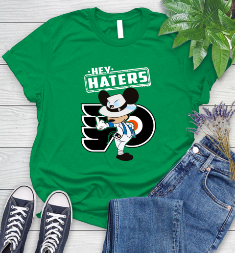 NHL Hey Haters Mickey Hockey Sports Philadelphia Flyers Women's T-Shirt 9