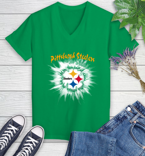Pittsburgh Steelers NFL Football Adoring Fan Rip Sports Women's V-Neck T-Shirt 5