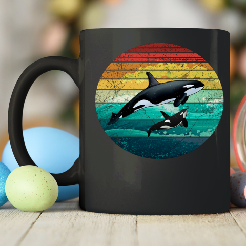 Orca Family Vintage Retro Art Killer Whale Family Ceramic Mug 11oz 2