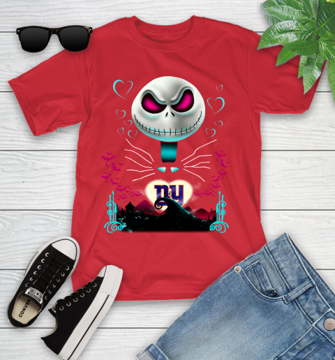 NFL New York Giants Jack Skellington Sally The Nightmare Before Christmas Football Youth T-Shirt 13