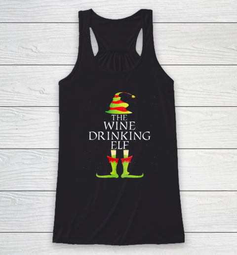 Wine Drinking Elf Matching Family Group Christmas Pajama Racerback Tank