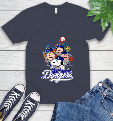 MLB Los Angeles Dodgers Snoopy Charlie Brown Woodstock The Peanuts Movie Baseball T Shirt_000 V-Neck T-Shirt 8