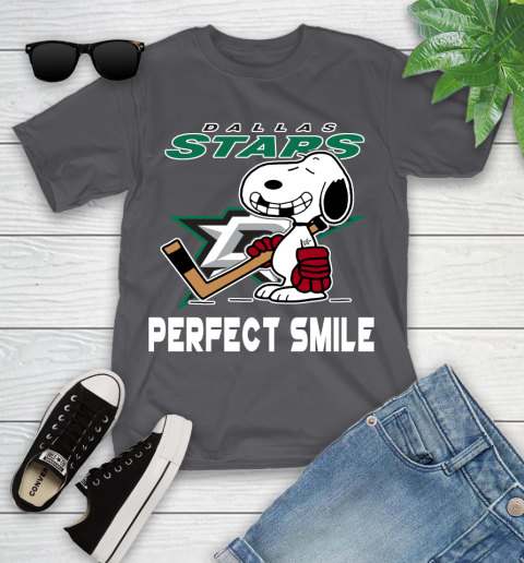 NHL Dallas Stars Snoopy Perfect Smile The Peanuts Movie Hockey T Shirt Youth T-Shirt 6