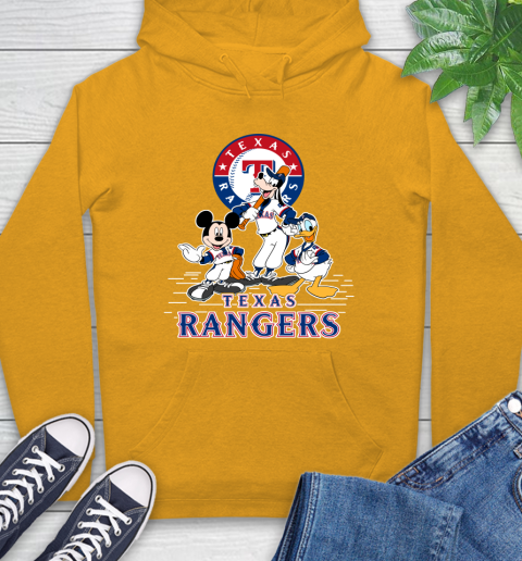 MLB Texas Rangers Mickey Mouse Donald Duck Goofy Baseball T Shirt Hoodie 2