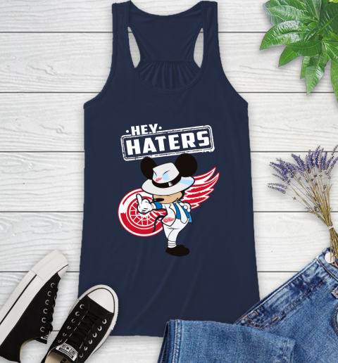 NHL Hey Haters Mickey Hockey Sports Detroit Red Wings Racerback Tank 9