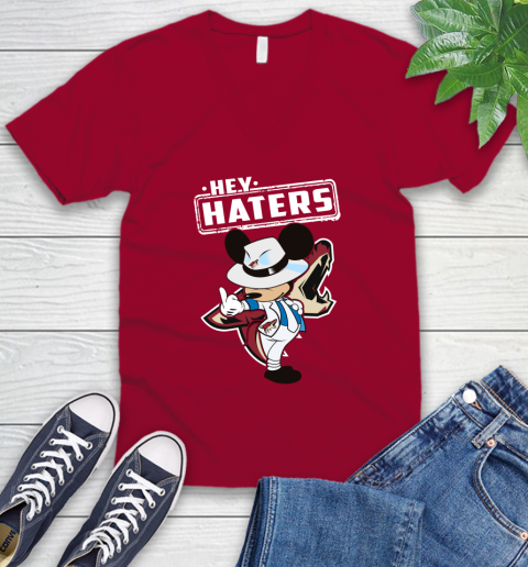 NHL Hey Haters Mickey Hockey Sports Arizona Coyotes V-Neck T-Shirt 7
