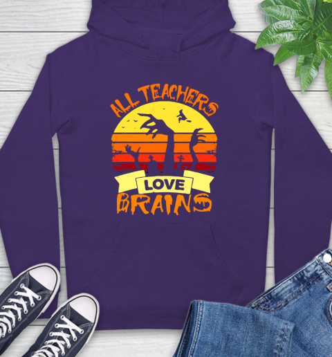 Halloween All Teachers Love Brains Sunset Hoodie 5