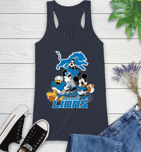 NFL Detroit Lions Mickey Mouse Donald Duck Goofy Football Shirt Racerback Tank 10