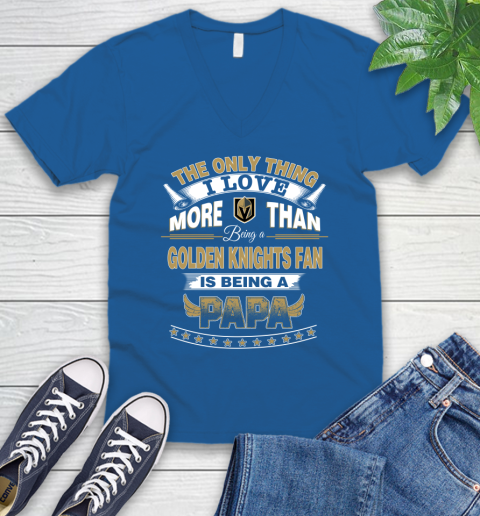 NHL The Only Thing I Love More Than Being A Vegas Golden Knights Fan Is Being A Papa Hockey V-Neck T-Shirt 5