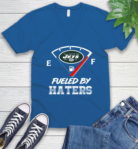 New York Jets NFL Football Fueled By Haters Sports V-Neck T-Shirt 5