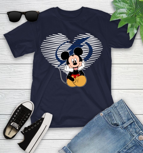 NHL Tampa Bay Lightning The Heart Mickey Mouse Disney Hockey Youth T-Shirt 2