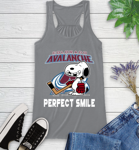 NHL Colorado Avalanche Snoopy Perfect Smile The Peanuts Movie Hockey T Shirt Racerback Tank 4