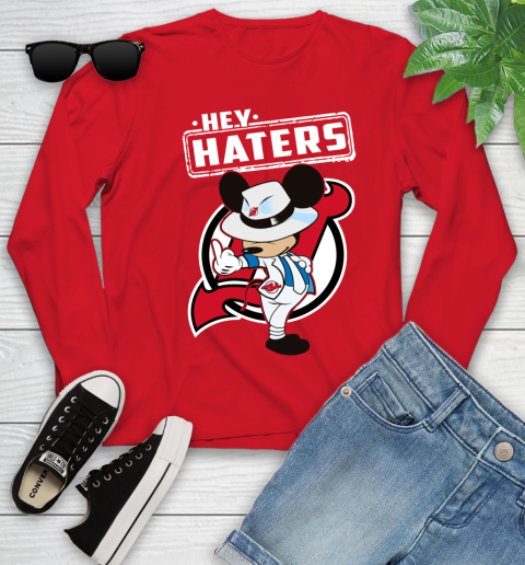 NHL Hey Haters Mickey Hockey Sports New Jersey Devils Youth Long Sleeve 11