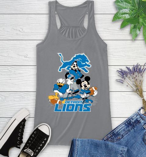 NFL Detroit Lions Mickey Mouse Donald Duck Goofy Football Shirt Racerback Tank 4