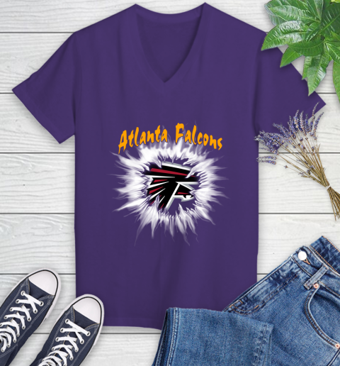 Atlanta Falcons NFL Football Adoring Fan Rip Sports Women's V-Neck T-Shirt 3